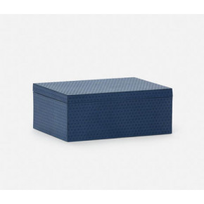 Lowell Perforated Navy Full-Grain Leather Accent Box
