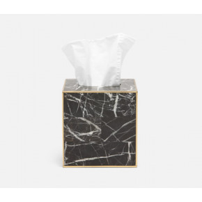 Rhodes Nero Tissue Box Square Straight Marble With Brass