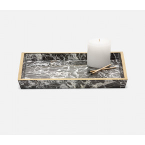 Rhodes Nero Large Tray Rectangular Tapered Marble With Brass