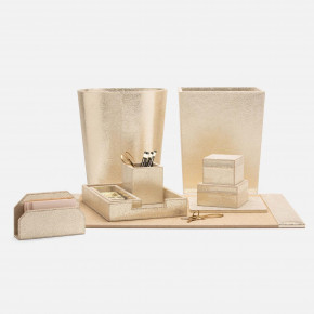 Viana Gold Foil Full Grain Leather Desk Accessories