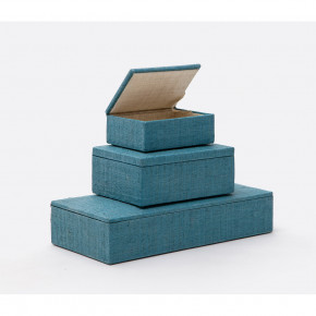 Bayan Decorative Accent Boxes Turquoise Raffia