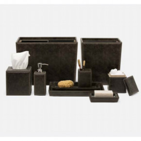 Lorient Charcoal Full-Grain Leather Bath Accessories