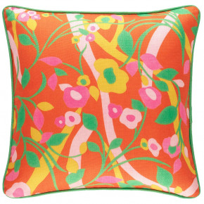 Bright Floral Orange Indoor/Outdoor Decorative Pillow 20" Square