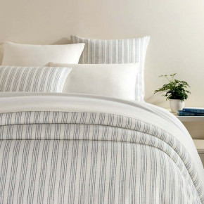 Lush Linen Stripe Slate Blue Bedding