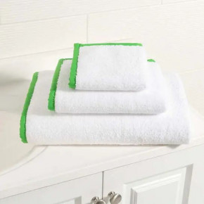 Signature Banded White/Grass Green Towel Bath Sheet