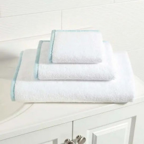 Signature Banded White/Soft Blue Towel Bath Sheet
