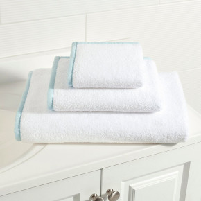 Signature Banded White/Soft Blue Bath Towels