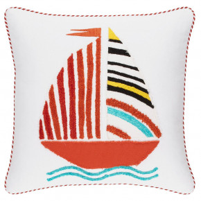 Smooth Sailing Applique Red Decorative Pillow 20" Square