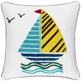 Sailboats With Birds Yellow Decorative Pillow 20" Square