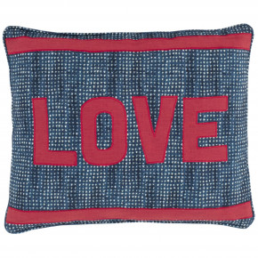 Love Resist Applique Indigo Decorative Pillow 16" Lumbar