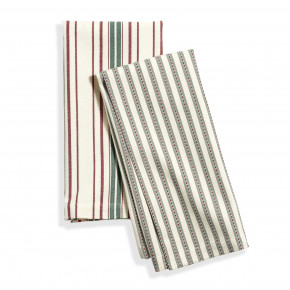 Mixed Stripe Green Tea Towel, Set of 2