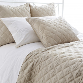 Quilted Silken Solid Sand Coverlet Full/Queen