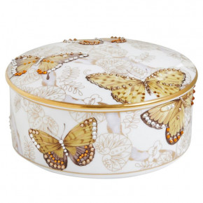 Butterfly Jeweled Jewelry Box 4.5 diam; 2 in h