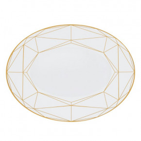 Gem Cut Gold Oval Platter 16 in