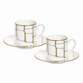 Alligator Gold Espresso Cup & Saucer Crystals, Set of 2 (diam 2.25; height 2.5 in)