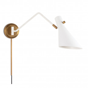 Spyder Single Arm Sconce, White and Natural Brass