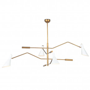 Spyder Chandelier, White and Natural Brass