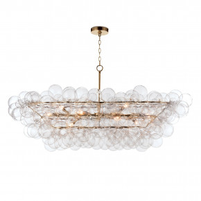 Bubbles Chandelier Linear, Clear Natural Brass