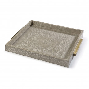 Square Shagreen Boutique Tray, Ivory Grey Python
