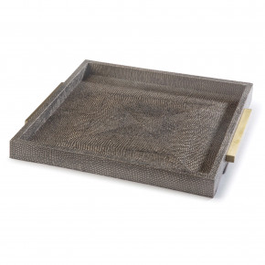 Square Shagreen Boutique Tray, Vintage Brown Snake