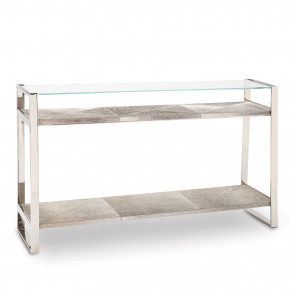Andres Hair on Hide Console Large, Polished Nickel