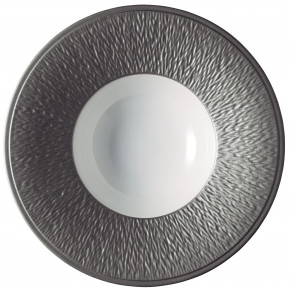 Mineral Irise Dark Grey Rim Soup Plate Engraved Rim Rd 8.85825"