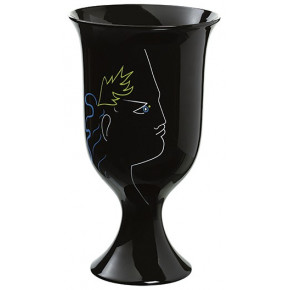 Jean Cocteau Black Footed Vase Rd 5.70865" in a gift box