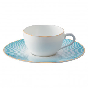 Aura Mocha cup Monceau gold & saucer azure Rd 2.7559" in a round gift box