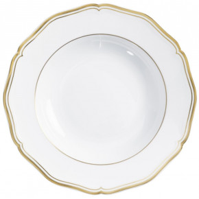 Mazurka Gold White French Rim Soup Plate 9.1 in