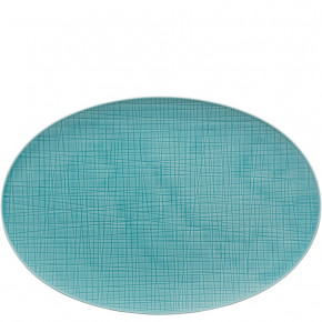 Mesh Aqua Platter Flat Oval 13 1/2 in