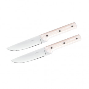 Porterhouse Steak Knife Set, 2 Pcs, Smooth Blade, Gift Boxed 10 in 18/10 Stainless Steel Blade, Ivory-Effect Resin Handle