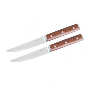 Sirloin Steak Knife Set, 2 Pcs, Smooth Blade, Gift Boxed 9 1/2 in 18/10 Stainless Steel Blade, Wooden Handle