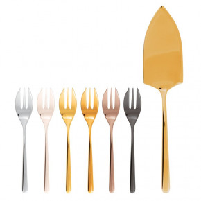 Mix & Play Cake Set 6 Forks And Server Pvd Mix