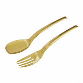 Living Serving Spoon And Fork Set 11 3/4 Pvd Gold