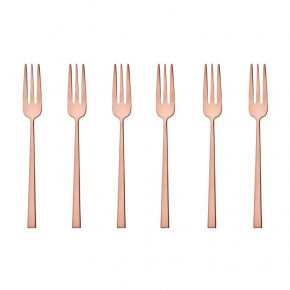 Cake & Coffee Gift Box, 6 Pastry Forks, Rock Pvd Copper
