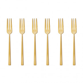 Cake & Coffee Gift Box, 6 Pastry Forks, Rock Pvd Gold