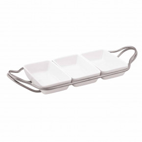New Living Rectangular Hors D'Oeuvre Tray Set 14 1/8x7 1/8 Antico Stainless Steel