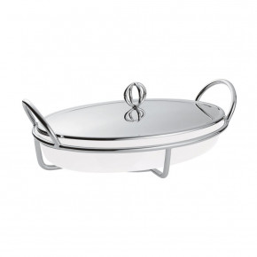 Latitude Oval Gratin Dish With Cover 15.75x10.25 in. Silver Plated