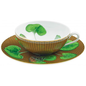 Tresor Fleuri Brown Tea cup extra and saucer Asarum Round 4.48818 in. in a round gift box