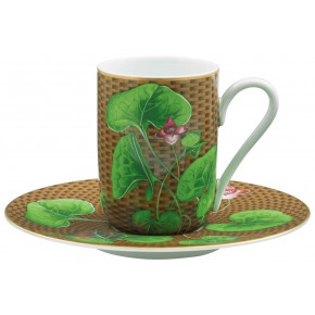 Tresor Fleuri Brown Espresso cup and saucer Asarum Round 3.1496 in. in a round gift box
