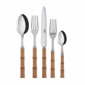 Bamboo Light Wood 5-Pc Setting (Dinner Knife, Dinner Fork, Soup Spoon, Salad Fork, Teaspoon)