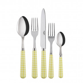 Gingham Yellow 5-Pc Setting (Dinner Knife, Dinner Fork, Soup Spoon, Salad Fork, Teaspoon)