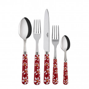 Daisy Red 5-Pc Setting (Dinner Knife, Dinner Fork, Soup Spoon, Salad Fork, Teaspoon)