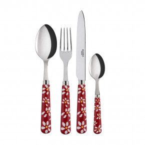 Daisy Red 4-Pc Setting (Dinner Knife, Dinner Fork, Soup Spoon, Teaspoon)