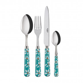 Daisy Turquoise 4-Pc Setting (Dinner Knife, Dinner Fork, Soup Spoon, Teaspoon)