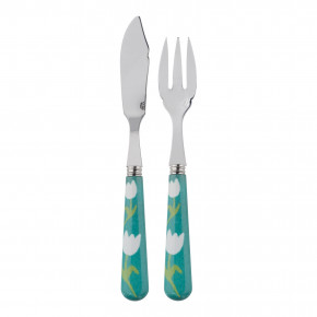 Tulip Turquoise Fish Set 8.25" (Knife, Fork)