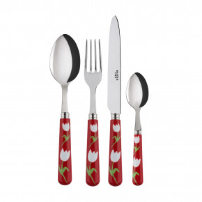 Tulip Red 4-Pc Setting (Dinner Knife, Dinner Fork, Soup Spoon, Teaspoon)