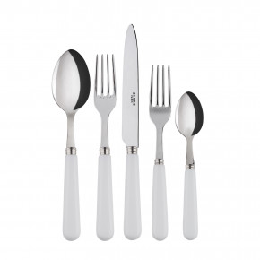 Basic White 5-Pc Setting (Dinner Knife, Dinner Fork, Soup Spoon, Salad Fork, Teaspoon)