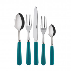 Basic Turquoise 5-Pc Setting (Dinner Knife, Dinner Fork, Soup Spoon, Salad Fork, Teaspoon)