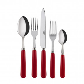 Basic Burgundy 5-Pc Setting (Dinner Knife, Dinner Fork, Soup Spoon, Salad Fork, Teaspoon)